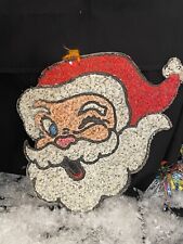 Vintage Retro Plastic Popcorn Melt Winking Santa Hanging Decor picture