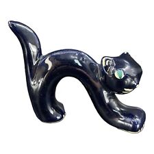 Vintage 1960s Ceramic Porcelain Black Cat Whimsical Figurine Hand Painted VTG picture