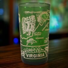 Vintage 1950's Virginia State Souvenir Emerald Green Drinking Glass picture