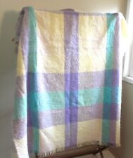 48 X 76 Craig Na Creidhe Aqua Lilac Mohair Wool Blanket Throw VTG 50s Scotland picture