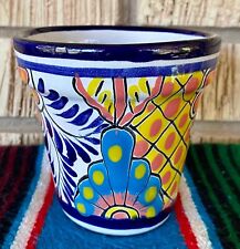 Mexican Ceramic Flower Pot Planter Folk Art Pottery Handmade Talavera #16 picture