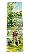 3 Tiles Lady Grape Harvest Vineyard Vtg 1997 Sergio Vellini Italy Wall Art 8x8 picture