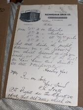 1880s Richardson Drug Company Letterhead & Note - New York Wholesale Druggist picture