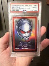2024 Topps Chrome Marvel ANT-MAN Mask Off Red Refractor 5/5 (PSA 8) picture
