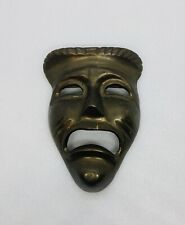 Vintage 1970s Solid Brass Acting Theater Comedy Mask Heavy Wall Decor 17 picture