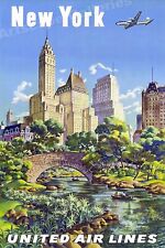 New York Classic 1950s Vintage Style Airline Travel Poster - 16x24 picture