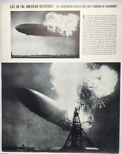 1937 Hindenburg Zeppelin Blimp Disaster Crash Two Page Print Ad Man Cave Poster picture