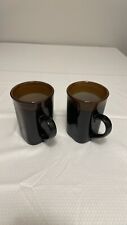 Set Of 2 Royal Norfolk Stoneware Two Tone Black/Brown 12-14oz Coffee Mugs picture