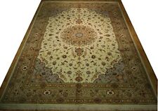 10x14 Ivory Traditional Handmade High End Wool & Silk Oriental Rug B-79576 picture