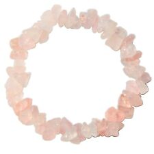 Premium CHARGED Rose Quartz Crystal Chip Stretchy Bracelet +Selenite Puffy Heart picture