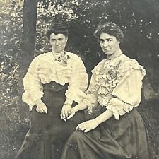 Antique RPPC Real Photograph Postcard Beautiful Women Holding Hands Affectionate picture
