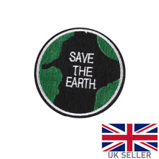 Save the Earth Embroidered Patch Sew On Iron On Climate Change Green Badge Peace picture