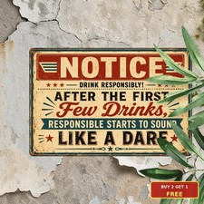 Funny Notice Alcohol Consumption Sign Humorous Bar Pub Wall Decor Metal Plaque picture