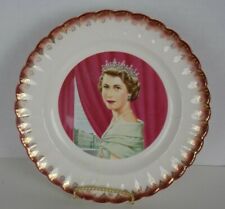 Queen Elizabeth American Limoges Collector Plate 1950's 22 K Gold Accent USA EUC picture