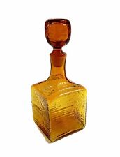 MCM Vintage Blenko 6224S Tangerine Square  Decanter Bottle Cadmium UV Glow picture