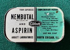 vintage over 50 years old EMPTY NO drug ABBOTT LABORATORIES NEMBUTAL ASPIRIN tin picture