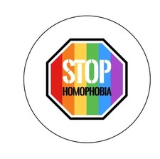 Stop Homophobia LGBTQ+ Gay Lesbian  2.25”  Pinback Button Pin Badge 006 picture