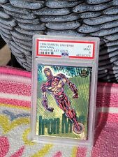 1994 Fleer Marvel Universe #7 Iron Man Power Blast GOLD Short Print PSA 9 picture