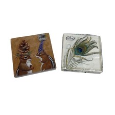 Lot of 2 Lunch or Decoupage Paper Napkins Chipmunk Courtship IDR Peacock Feather picture