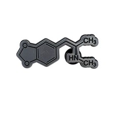 Maps MDMA Molecule Lapel Pin Grey Enamelware Chemical Science Art Collectible picture