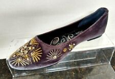 Naughty Monkey Lounge Flats Charcoal Gray Jeweled Embroidered Slip on Sz 6 NNT picture