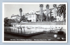 RPPC 1940'S. BEVERLY HILLS, CAL. BEVERLY HILLS HOTEL & POOL. POSTCARD MM29 picture