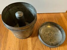 vtg metal CAKE MOLD steamed pudding Christmas antique ware jelly bundt tin lid picture
