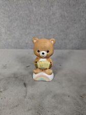 Vintage Cute Ceramic Angel Bear Holding Accordion On Rainbow 3.5