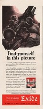 1942 Exide Battery Electrical Storage WWII Battle Army Soldiers Art Magazine Ad picture