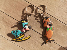 Two Keychain lot 60s 70s Hanna-Barbera Huckleberry Hound Boo Boo Vintage Keyring picture