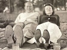 G2 Photograph Couple Picnic Feet Close Up POV 1943 Artistic Border Man Woman picture