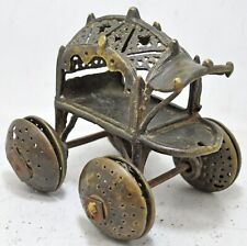 Antique Brass Chariot Model Figurine Original Old Early Period Engraved Piece picture