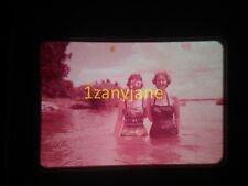 3W07 VINTAGE Photo 35mm Slide TWO WOMEN IN SWIMMING SUITS IN WASTE DEEP WATER picture