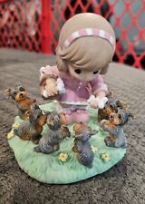 2009 Precious Moments Girl Feeding Yorkies Furry Best Friends Collection picture