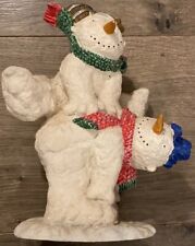 Snow Or Christmas Figurine snow men Playing Leap Frog Adorable 6.5 X 5 X 4 No Is picture