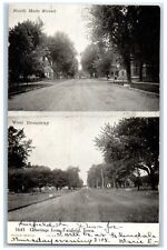 1906 Greetings From Fairfield Broadway South Main Street Iowa Antique Postcard picture