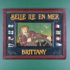 Vintage Country Counter Wooden Embossed Board Belle Ile En Mer Brittany picture