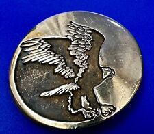 Flying Hunting Diving American Eagle Vintage Solid Brass Round Belt Buckle picture