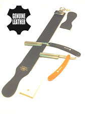 2 PCS Classic Folding Shaving Straight Razors + Leather Sharpening Strop Set NEW picture