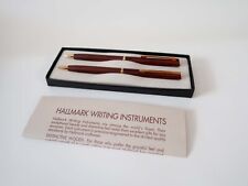 NEW Vintage HALLMARK Rose Wood Gold Trim Ballpoint Pen & Pencil Set picture