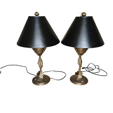 STUNNING WILDWOOD BRASS FALL N LEAVES BRASS TABLE LAMPS - A PAIR picture
