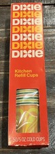 50 Vintage DIXIE Wax Cups Kitchen 5oz Refills Psychedelic Swirl Design 1970 NOS picture