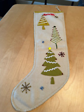 TAG BRAND WOOL BLEND CHRISTMAS TREE STOCKING EMBROIDERED 