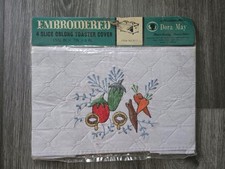 VTG 70s Embroidered Toaster Cover "Dora May"Vegetable Design Cottage Core picture