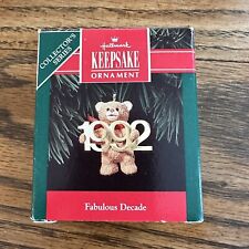 1992 Hallmark Keepsake Christmas Ornament Fabulous Decade Bear with Brass Date picture