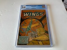 WINGS COMICS 19 CGC 5.0 NAZI GERMAN WAR COOL COVER FICTION HOUSE COMICS 1942 picture