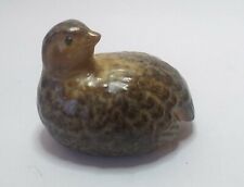 Vintage Ceramic Brown Bird Quail Miniature Figurine Handmade Tiny Gold Color picture