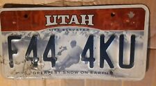 UTAH LIFE ELEVATED GREATEST  SNOW ON EARTH STATE License Plate F44 4KU UT  picture