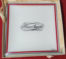 Rare Vintage Georges Briard Bon Appetit Square Decorative Glass Tray 12