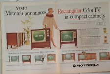 1965 Motorola, Compact TV Cabinet, Fashionable Woman, 2 page, Vintage Print Ad picture